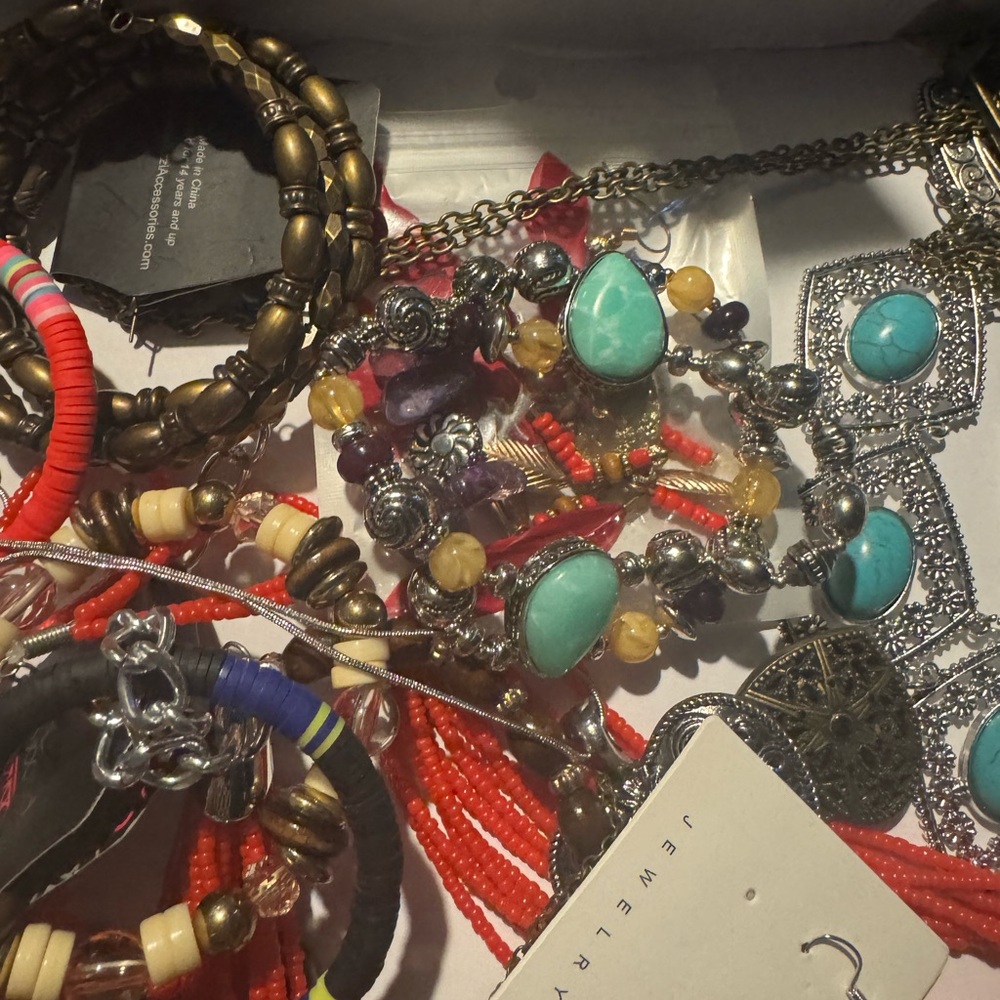 Mystery bag/jar of Turquoise and Red Beaded Bracelet Set